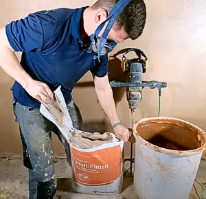 mixing plaster